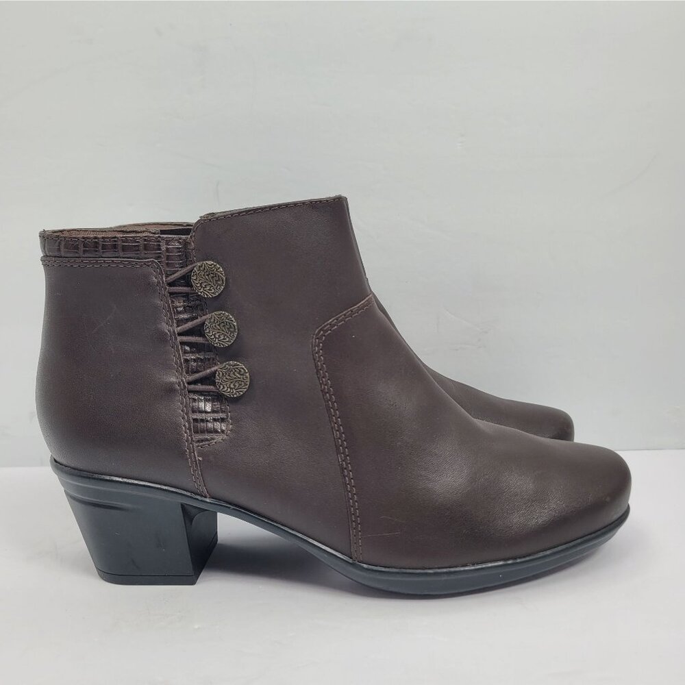 Clarks Emslie Monet Women's Dark Brown Leather Ankle Boots US Size 7.5M